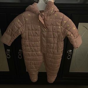 cute coat for girl, pink with golden hearts